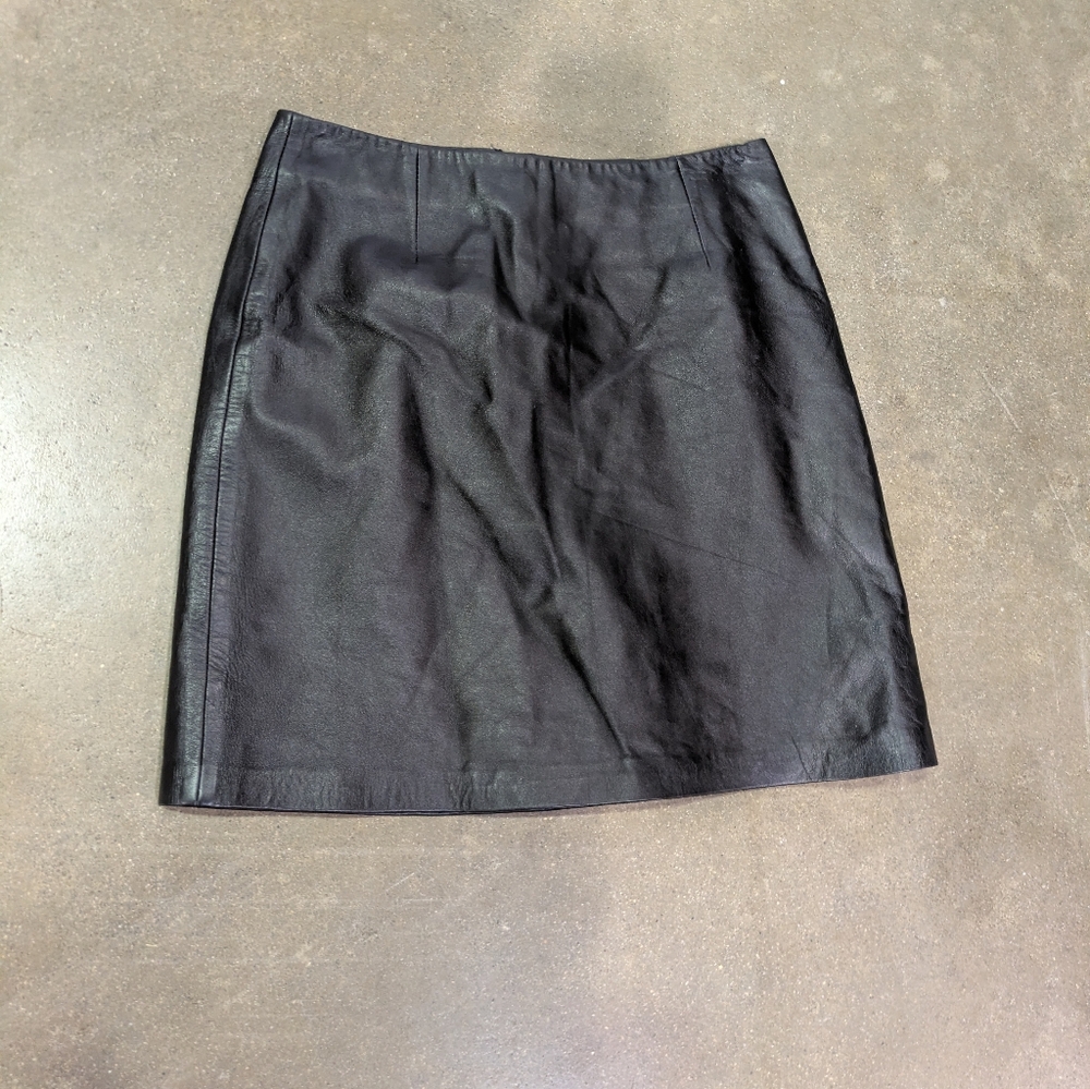 Vintage cache Black Leather Pencil Skirt